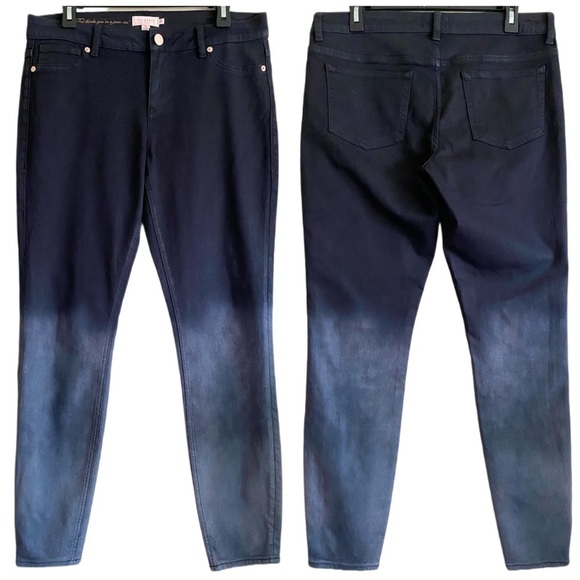 TED BAKER London Black Grey Ombre Mid Rise Skinny Jeans Size 32 - Picture 1 of 10